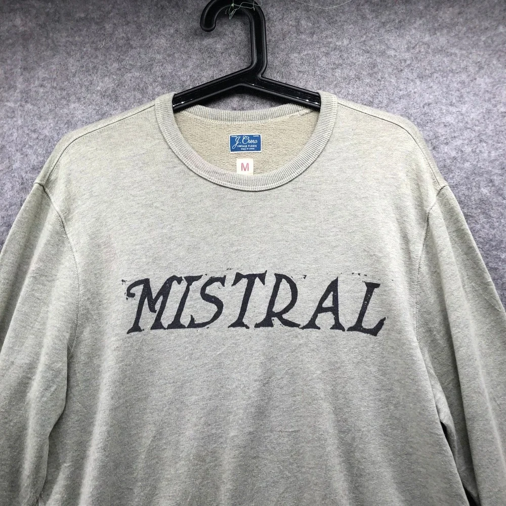 J Crew Vintage Fleece Mistral Graphic Sweatshirt Mens M Sage Dip Dye Ombre